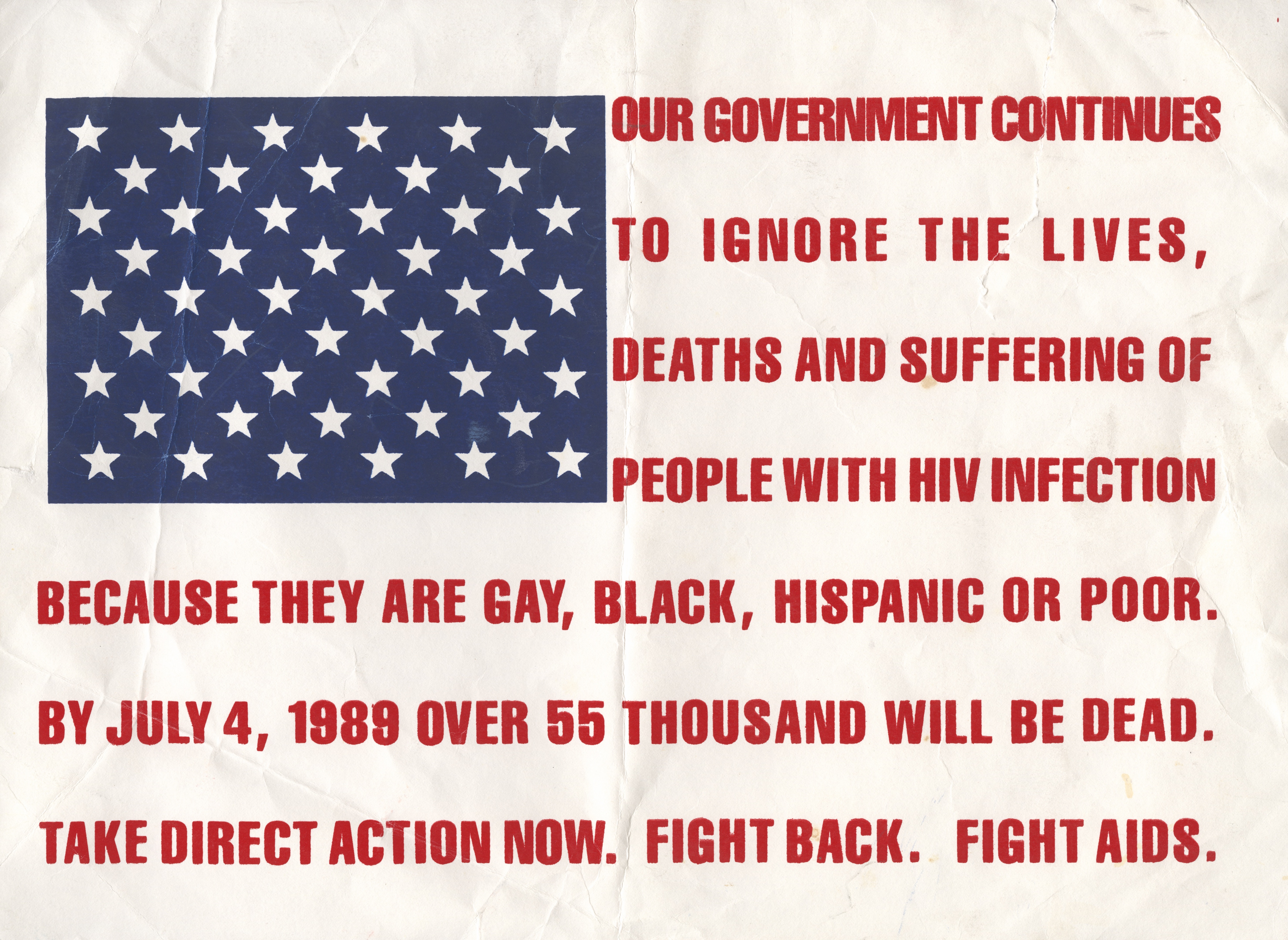 Act-Up flag, circa 1990-1991, David Lowe papers, Stuart A. Rose Manuscript Archives and Rare Book Library, Emory University.