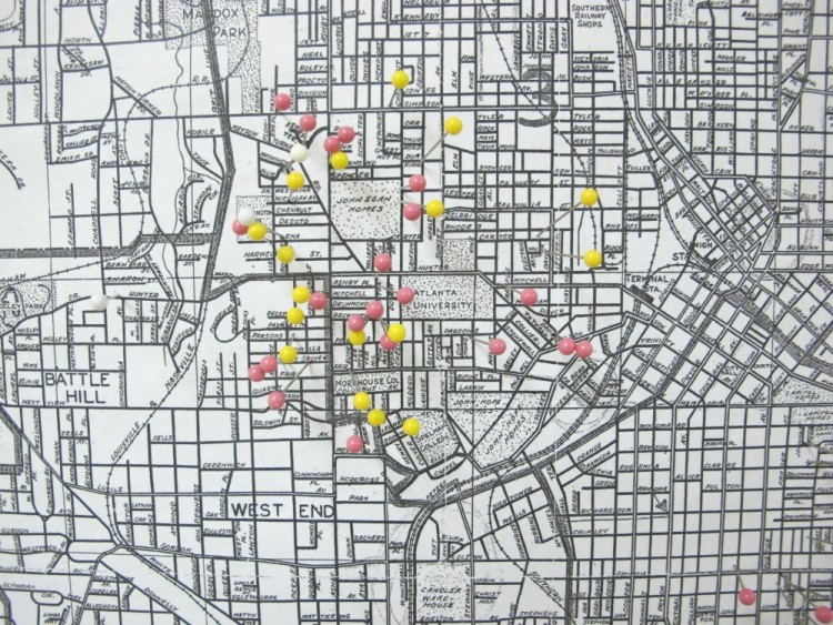 Map from White and Bernstein's research on segregated cinemas in Atlanta.